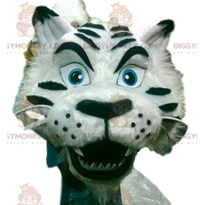 Traje de mascote Royal White Tiger BIGGYMONKEY™ com pelo lindo