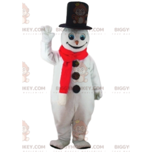 Στολή μασκότ Snowman BIGGYMONKEY™ με μεγάλο μαύρο καπέλο -