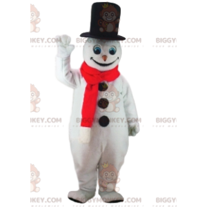 Στολή μασκότ Snowman BIGGYMONKEY™ με μεγάλο μαύρο καπέλο - Ανθρώπινες Μασκότ - BIGGYMONKEY_011648 - BiggyMonkey.com