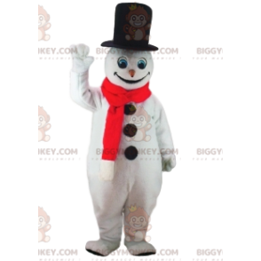 Schneemann BIGGYMONKEY™ Maskottchenkostüm mit großem schwarzem