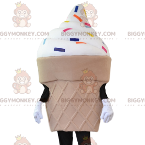 BIGGYMONKEY™ mascottekostuum ijshoorntje en veelkleurige