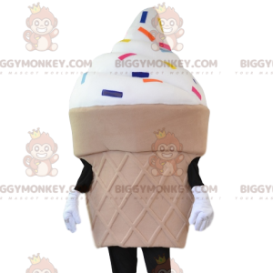 Costume de mascotte BIGGYMONKEY™ de cornet de crème glacée et