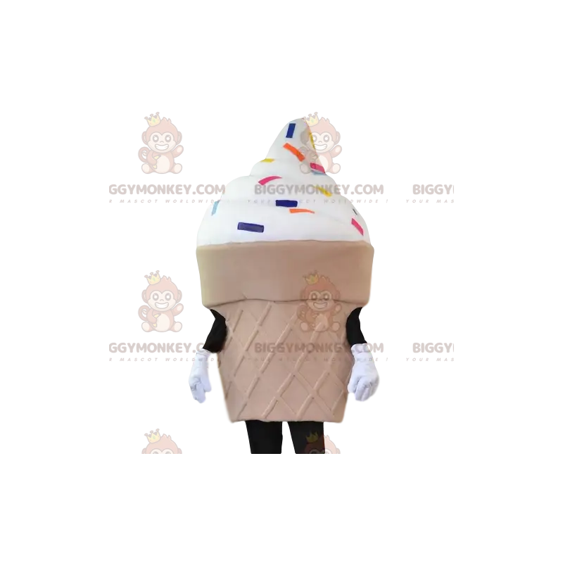 BIGGYMONKEY™ mascot costume ice cream cone and multicolored BIGGYMONKEY™ mascot costume ice cream cone and multicolored