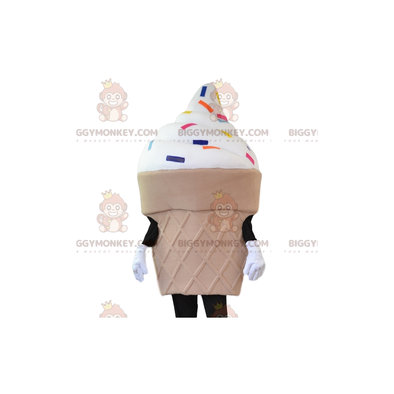 Costume de mascotte BIGGYMONKEY™ de cornet de crème glacée et