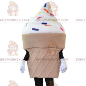 Costume de mascotte BIGGYMONKEY™ de cornet de crème glacée et