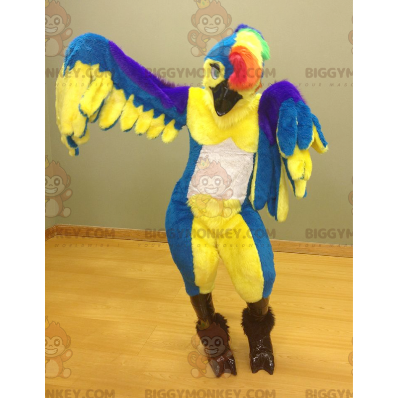 Veelkleurige papegaai BIGGYMONKEY™ mascottekostuum - Veelkleurige papegaai BIGGYMONKEY™ mascottekostuum -