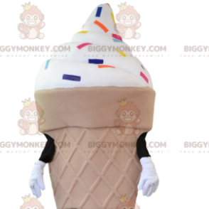 Costume de mascotte BIGGYMONKEY™ de cornet de crème glacée et