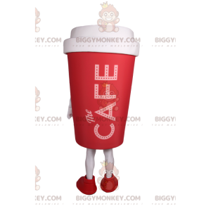 Costume de mascotte BIGGYMONKEY™ de tasse de café rouge à