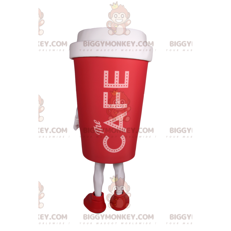 Costume de mascotte BIGGYMONKEY™ de tasse de café rouge à Costume de mascotte BIGGYMONKEY™ de tasse de café rouge à