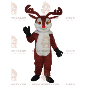 Cute Reindeer Red Nose BIGGYMONKEY™ Mascot Costume -
