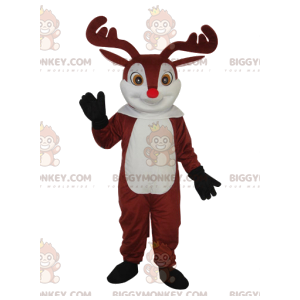  Niedliches Rentier Red Nose BIGGYMONKEY™ Maskottchenkostüm - Hirsch- und Rehmaskottchen - BIGGYMONKEY_011658 - BiggyMonkey.com