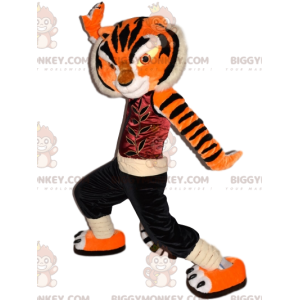 Tiger BIGGYMONKEY™ Mascot Costume with Martial Art Outfit -