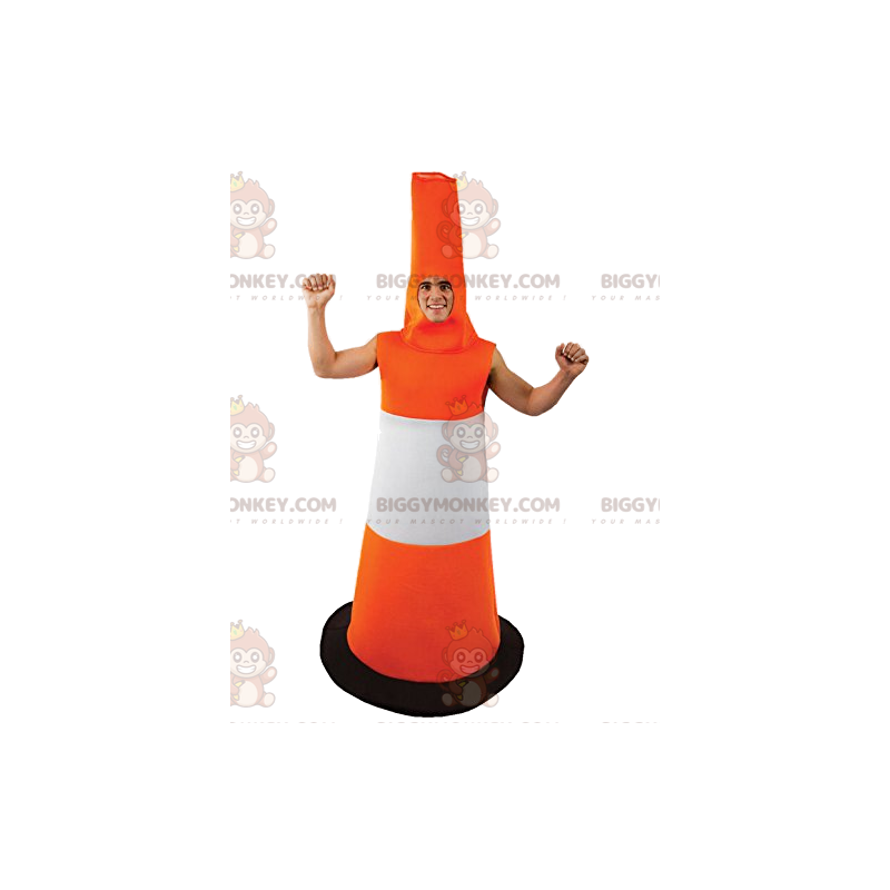 Disfraz de mascota cono de tráfico naranja y blanco