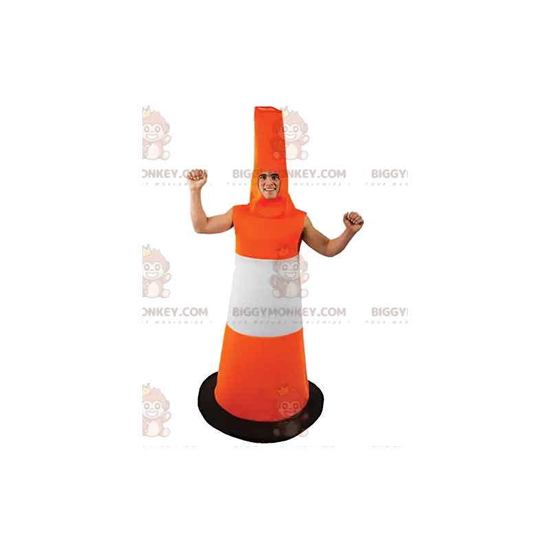 Orange-weißer Leitkegel BIGGYMONKEY™ Maskottchen-Kostüm - Orange-weißer Leitkegel BIGGYMONKEY™ Maskottchen-Kostüm -