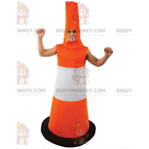 Orange and White Traffic Cone BIGGYMONKEY™ Mascot Costume -