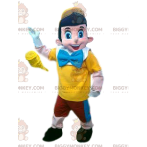 Pinocchio BIGGYMONKEY™ Mascot Costume and Red, Yellow and Blue