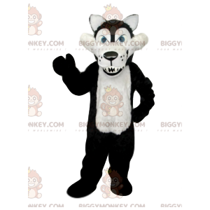 Kostým maskota BIGGYMONKEY™ Černobílý krutý vlk s obrovskými
