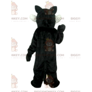 BIGGYMONKEY™ maskottiasu, mustavalkoinen julma susi, jossa on
