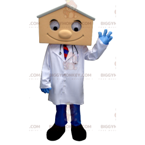 BIGGYMONKEY™ Mascot Costume Doctor in Lab Coat with House Head