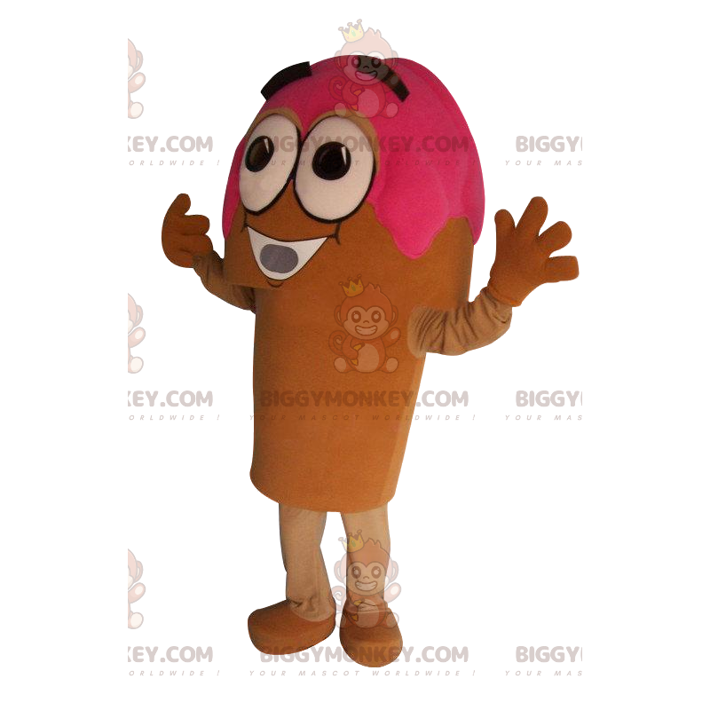 Disfraz de mascota de cono de helado de fresa BIGGYMONKEY™ - Disfraz de mascota de cono de helado de fresa BIGGYMONKEY™ -
