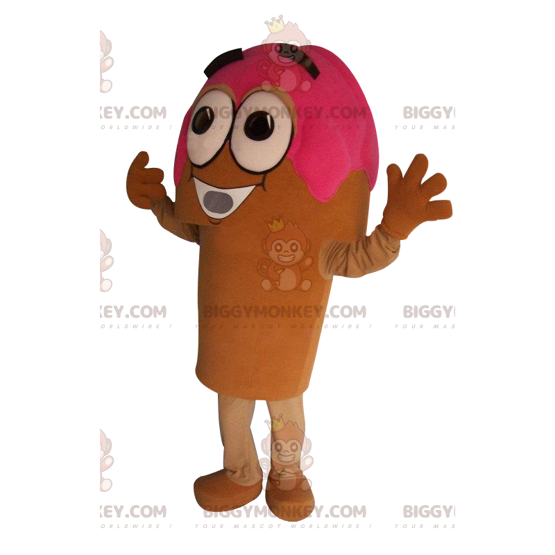 Strawberry Ice Cream Cone BIGGYMONKEY™ Mascot Costume -