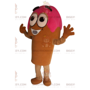 Strawberry Ice Cream Cone BIGGYMONKEY™ Mascot Costume -