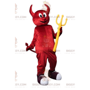 BIGGYMONKEY™ mascot costume of funny red imp with his yellow