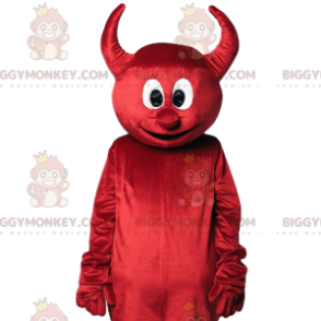BIGGYMONKEY™ maskotdräkt av rolig röd imponerad med sin gula treudd - Oklassificerade maskot - BiggyMonkey.com