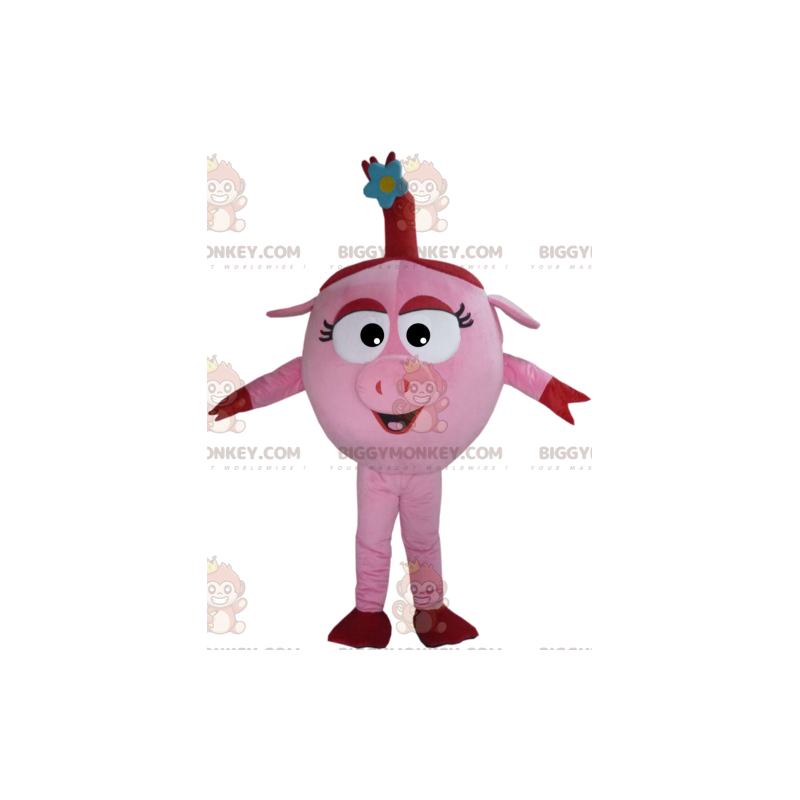 BIGGYMONKEY™ mascottekostuum van schattige roze zeug met haar BIGGYMONKEY™ mascottekostuum van schattige roze zeug met haar