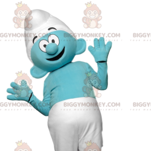 Blå Smurf BIGGYMONKEY™ Maskotdräkt med vit mössa - BiggyMonkey