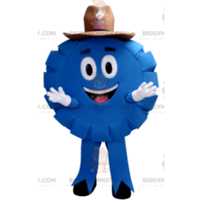 BIGGYMONKEY™ μπλε και στρογγυλή στολή μασκότ καουμπόη σερίφη με