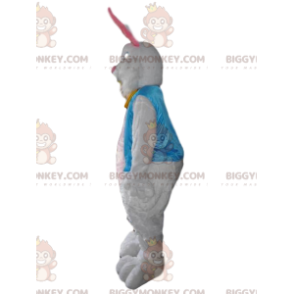 BIGGYMONKEY™ Maskottchenkostüm Weißes, seidiges Kaninchen mit