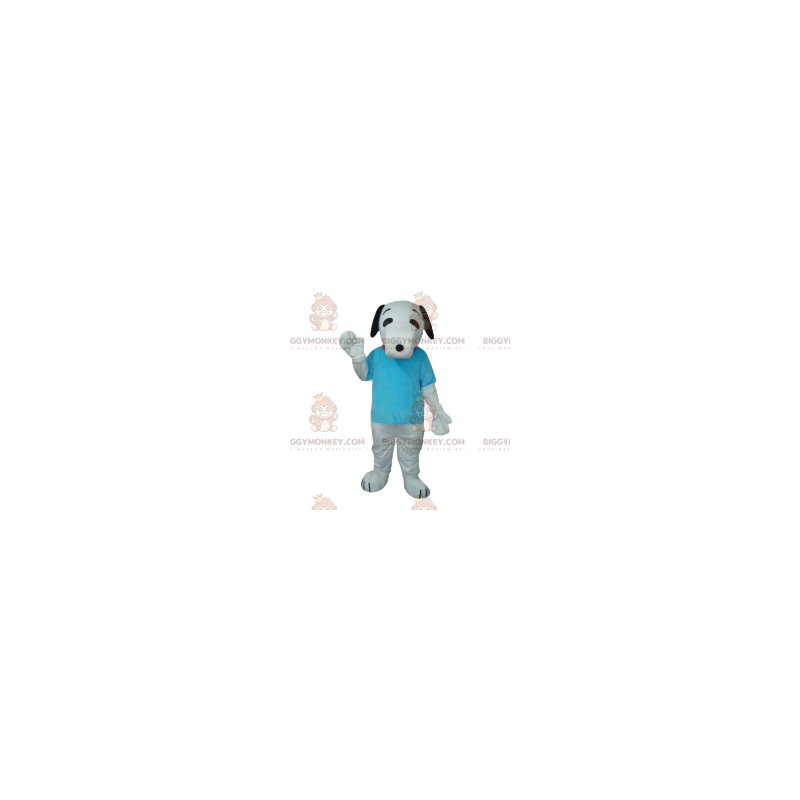 BIGGYMONKEY™ White Dog Mascot Costume With Turquoise T-Shirt -