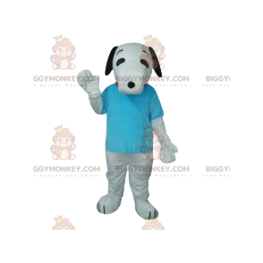 BIGGYMONKEY™ White Dog Mascot Costume With Turquoise T-Shirt -