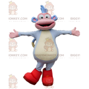 BIGGYMONKEY™ Mascot Costume Little Funny Blue Monkey With Red