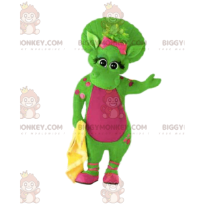 Costume de mascotte BIGGYMONKEY™ de dinosaure femelle verte à