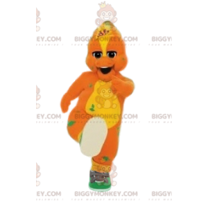 BIGGYMONKEY™ maskottiasu oranssista ja keltaisesta ankasta ja