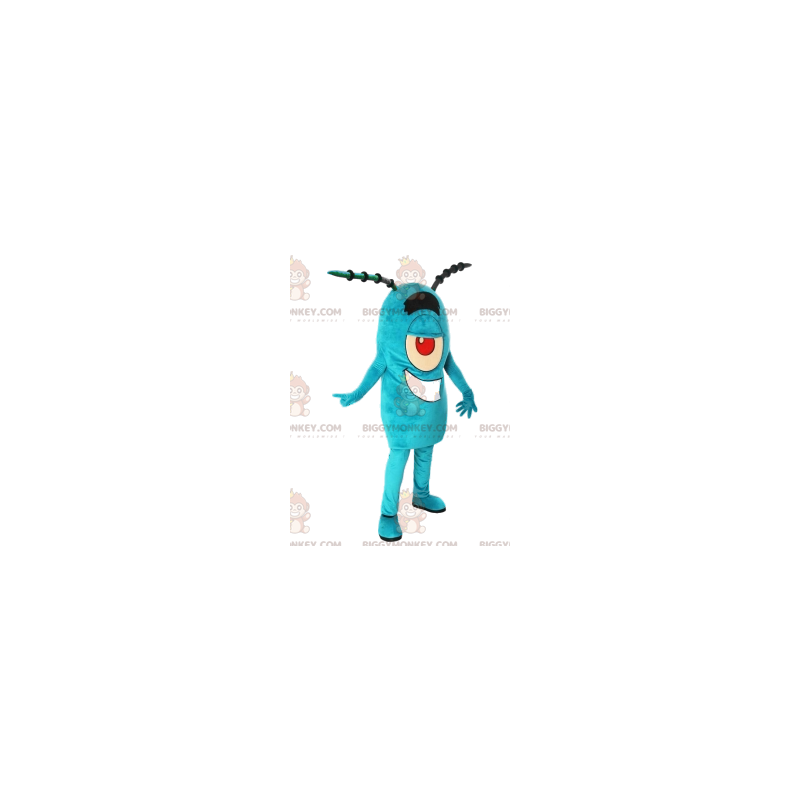 Costume de mascotte BIGGYMONKEY™ de monstre cyclope turquoise Costume de mascotte BIGGYMONKEY™ de monstre cyclope turquoise