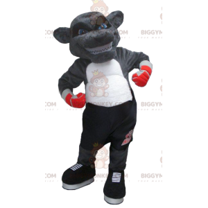 Yenne Gray Bear BIGGYMONKEY™ Mascot Costume In Boxer Outfit -