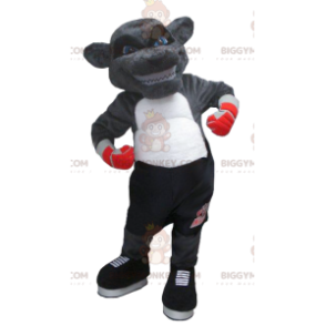 Κοστούμι μασκότ Yenne Grey Bear BIGGYMONKEY™ με στολή μπόξερ - Μασκότ αρκούδας - BIGGYMONKEY_01353 - BiggyMonkey.com