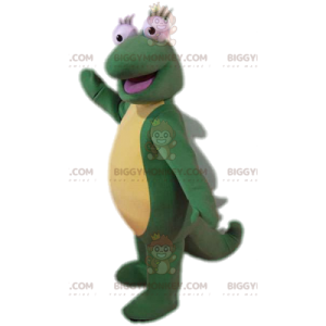 BIGGYMONKEY™ maskotdräkt av en superkomisk grön ödla med sin