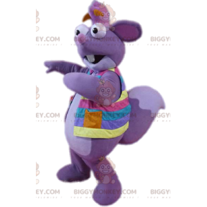 Costume de mascotte BIGGYMONKEY™ d'écureuil mauve avec sa veste