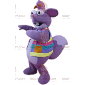 Purple Squirrel BIGGYMONKEY™ maskotdräkt med flerfärgad jacka -