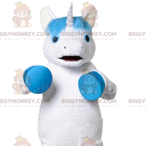 BIGGYMONKEY™ Weißes Einhorn-Maskottchen-Kostüm mit