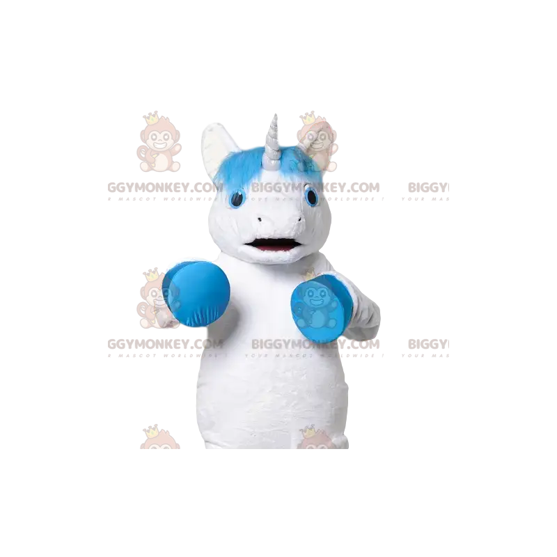 BIGGYMONKEY™ White Unicorn Turquoise Hair Mascot Costume – BIGGYMONKEY™ White Unicorn Turquoise Hair Mascot Costume –
