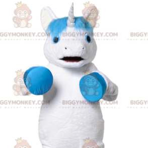 Kostým BIGGYMONKEY™ White Unicorn Tyrkysové Maskot vlasů - Chybějící zvířecí maskoti - BIGGYMONKEY_011737 - BiggyMonkey.com
