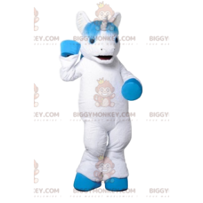 Kostým BIGGYMONKEY™ White Unicorn Tyrkysové Maskot vlasů - Chybějící zvířecí maskoti - BIGGYMONKEY_011737 - BiggyMonkey.com