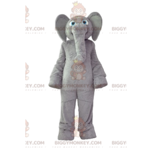 BIGGYMONKEY™ maskotkostume Grå elefant med blød pels og stort