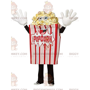 Costume de mascotte BIGGYMONKEY™ de cornet de pop-corn rouge et