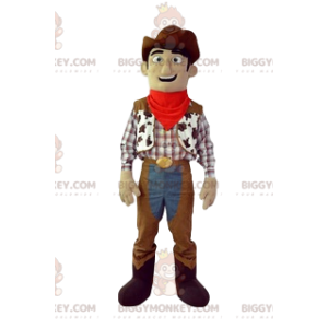 Cowboy BIGGYMONKEY™ mascot costume with his brown hat and